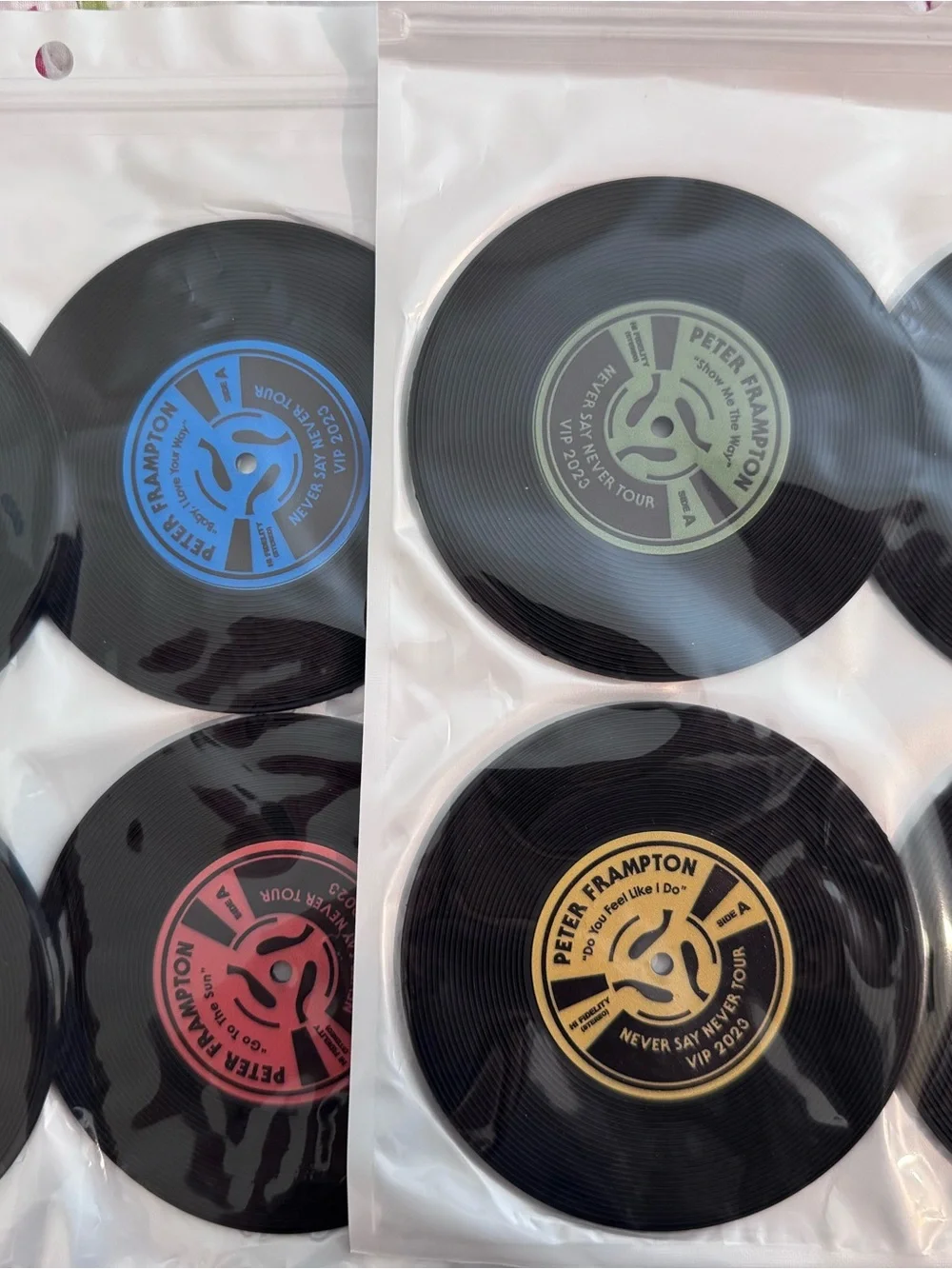 New Peter Frampton VIP Swag 8 pc Record Coaster set